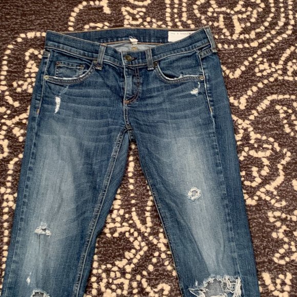 rag & bone Distressed Indigo Boyfriend Jeans - Picture 3 of 9